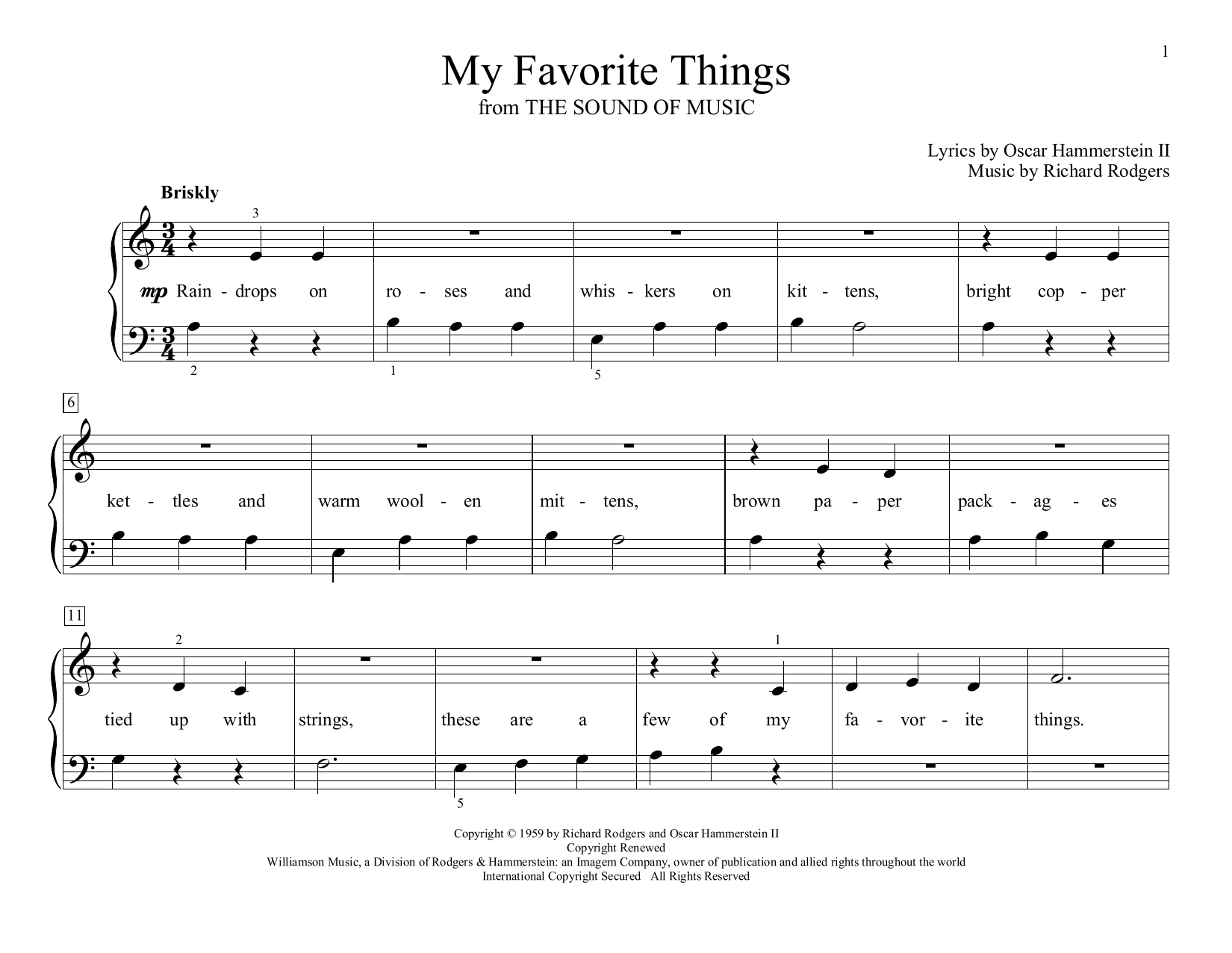 Download Rodgers & Hammerstein My Favorite Things (from The Sound of M Sheet Music