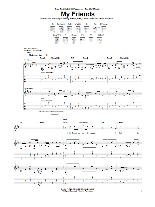Download Red Hot Chili Peppers My Friends Sheet Music