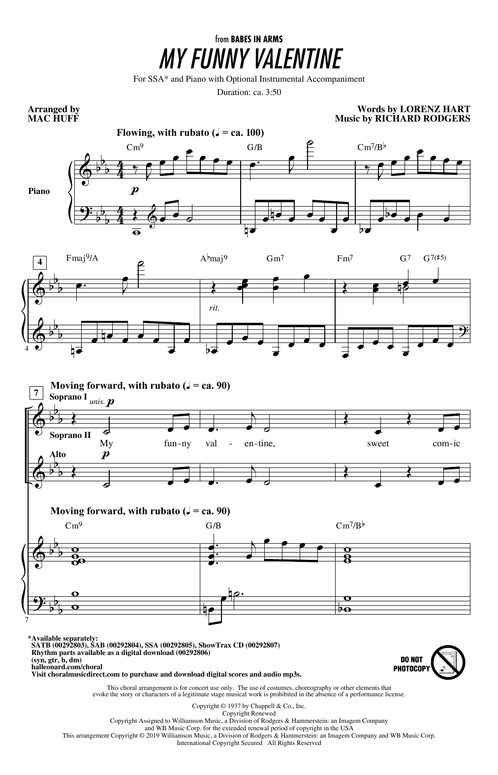 Download Rodgers & Hart My Funny Valentine (arr. Mac Huff) Sheet Music