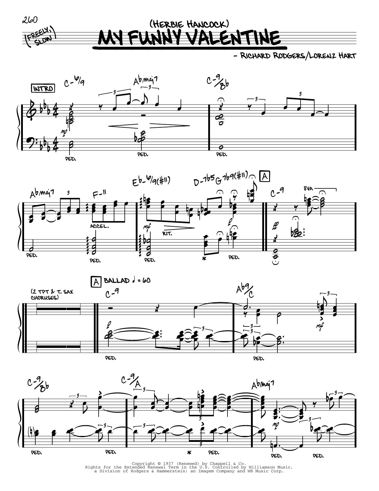 Download Herbie Hancock My Funny Valentine (solo only) Sheet Music