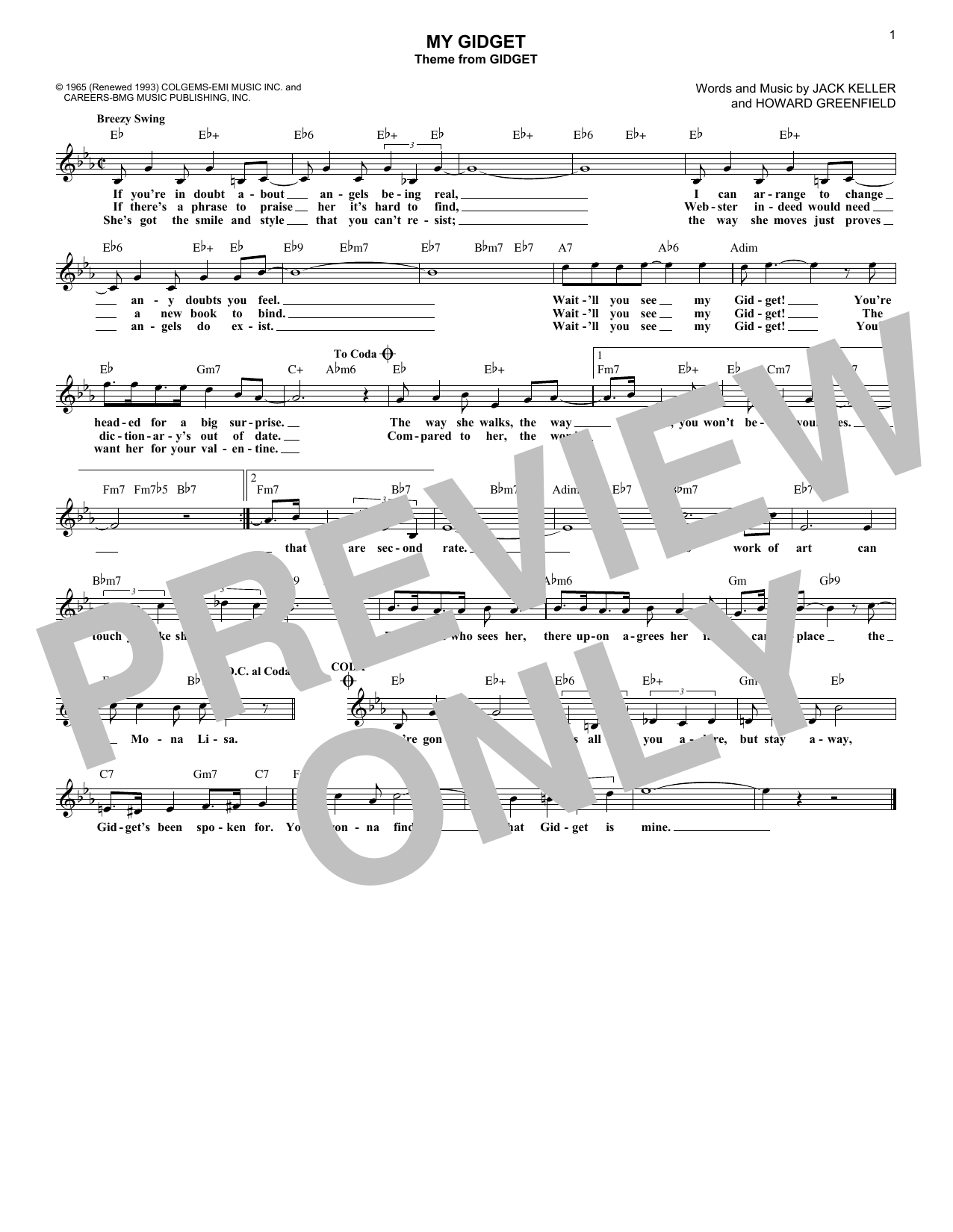Download Howard Greenfield My Gidget (from Gidget) Sheet Music