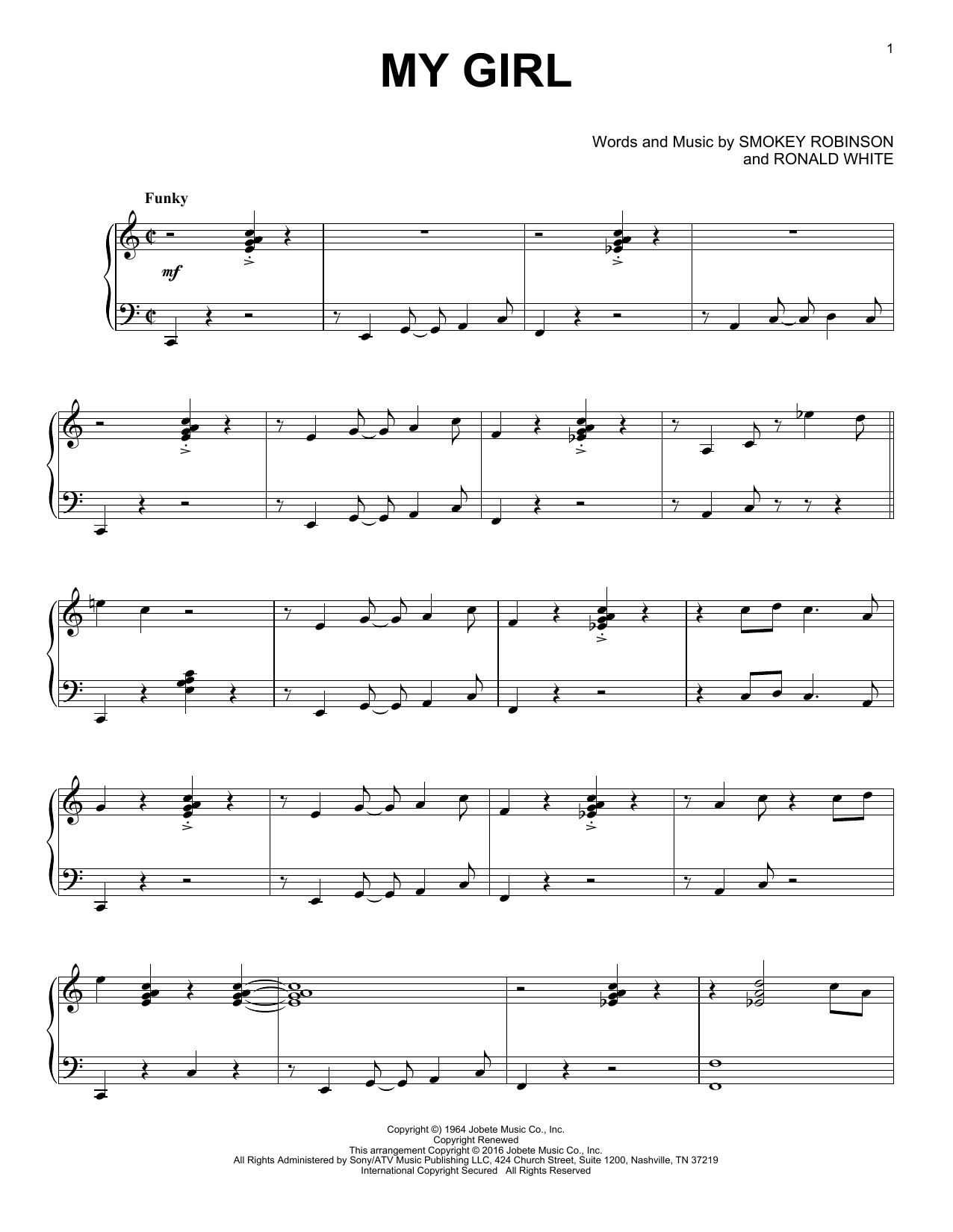 Download The Temptations My Girl [Jazz version] Sheet Music