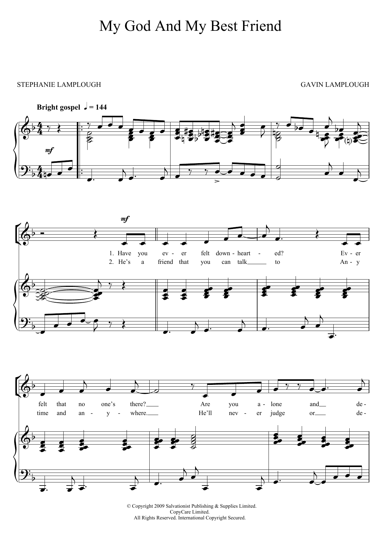 Download The Salvation Army My God And My Best Friend Sheet Music