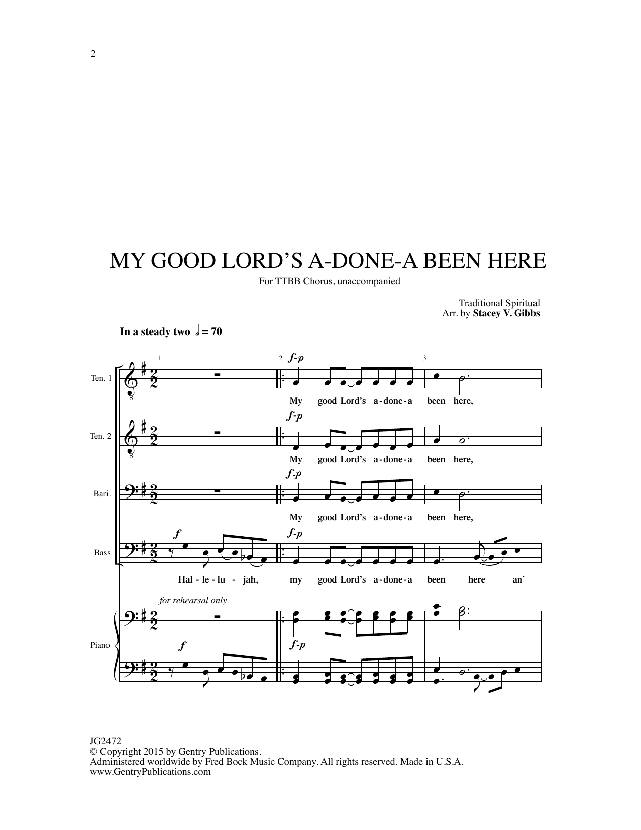 Download Traditional Spiritual My Good Lord's Done-a Been Here (arr. S Sheet Music