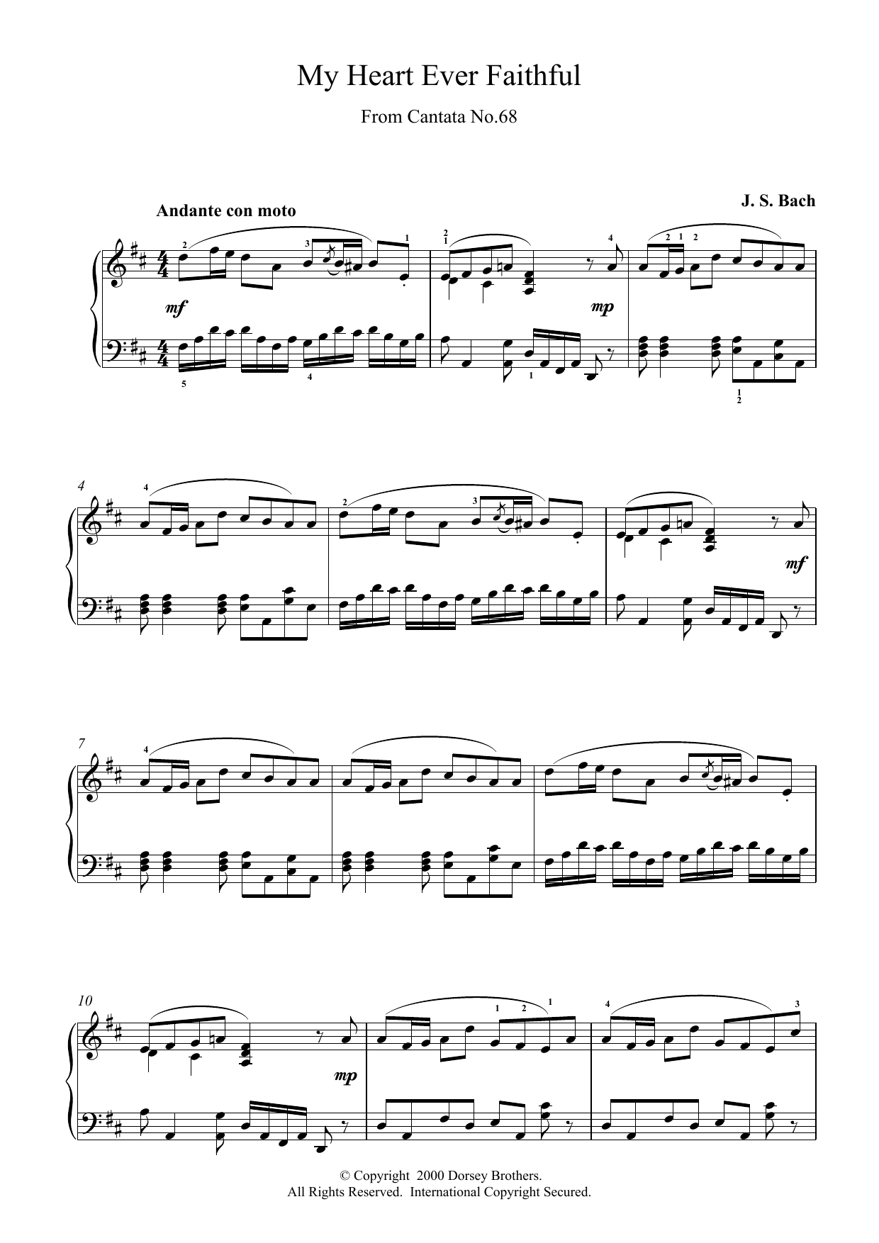 Johann Sebastian Bach My Heart Ever Faithful sheet music notes printable PDF score