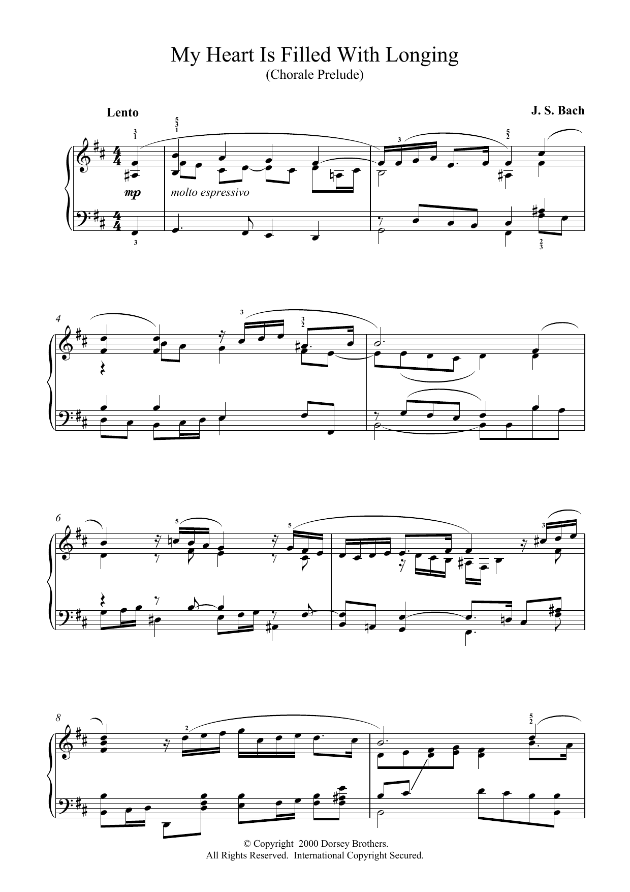 Johann Sebastian Bach My Heart Is Filled With Longing sheet music notes printable PDF score