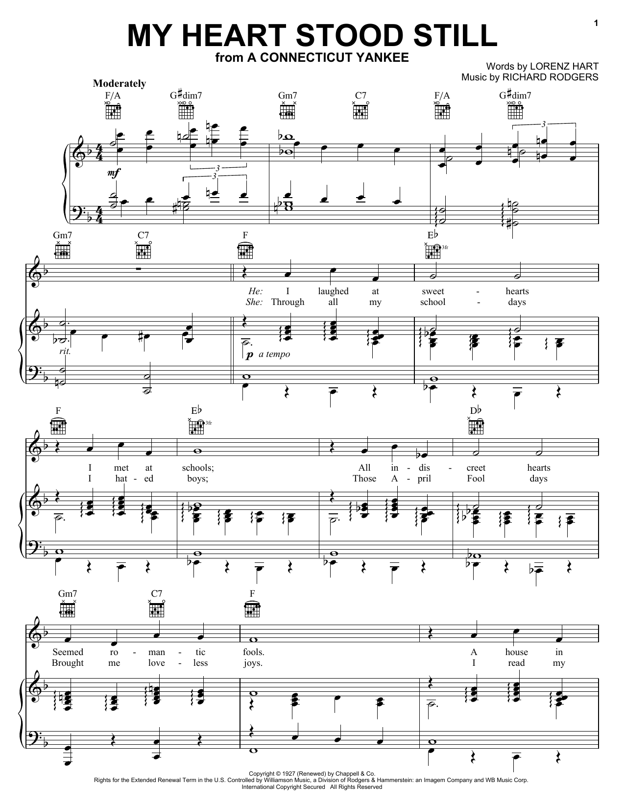 Frank Sinatra My Heart Stood Still sheet music notes printable PDF score