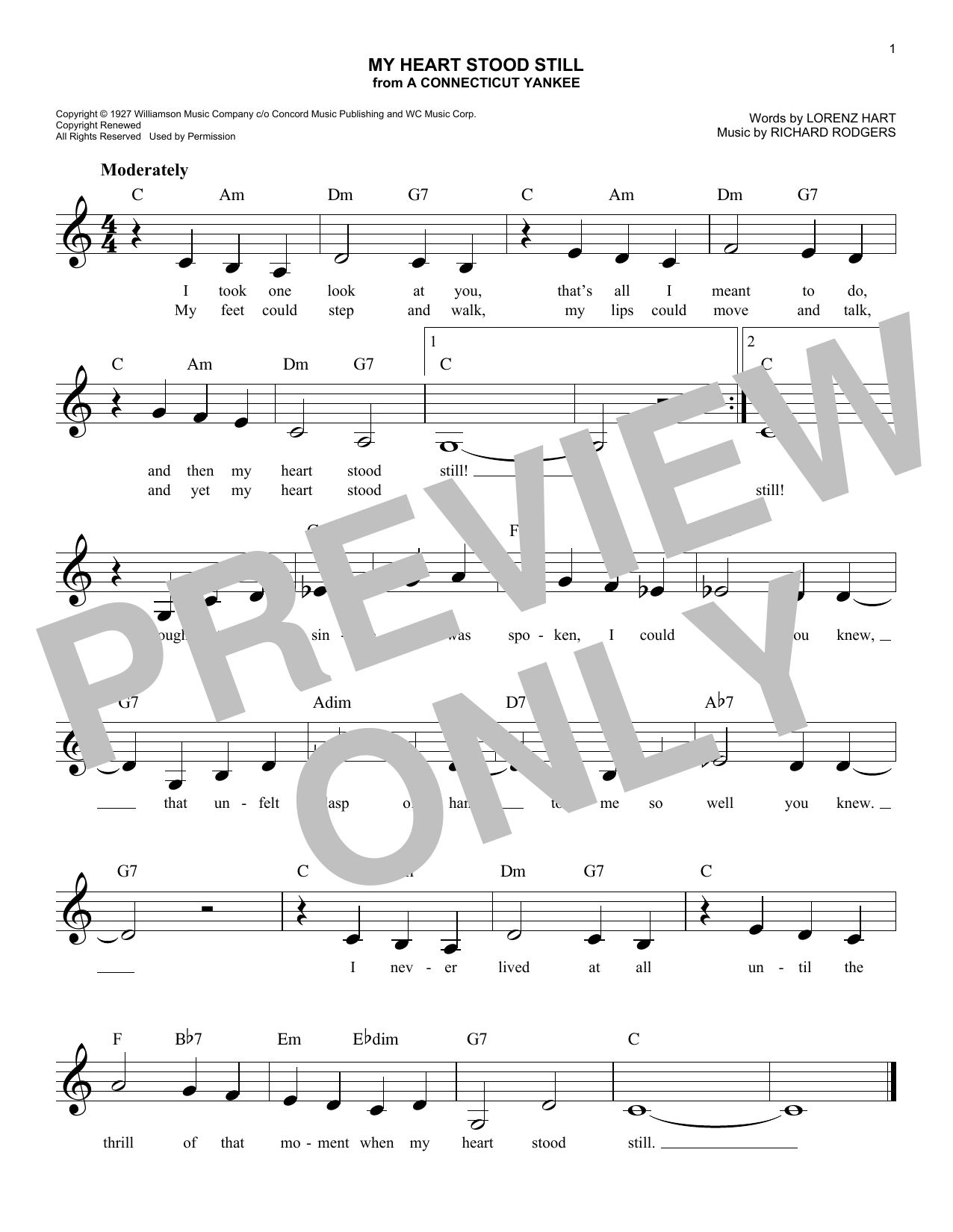Download Rodgers & Hart My Heart Stood Still (from A Connecticu Sheet Music