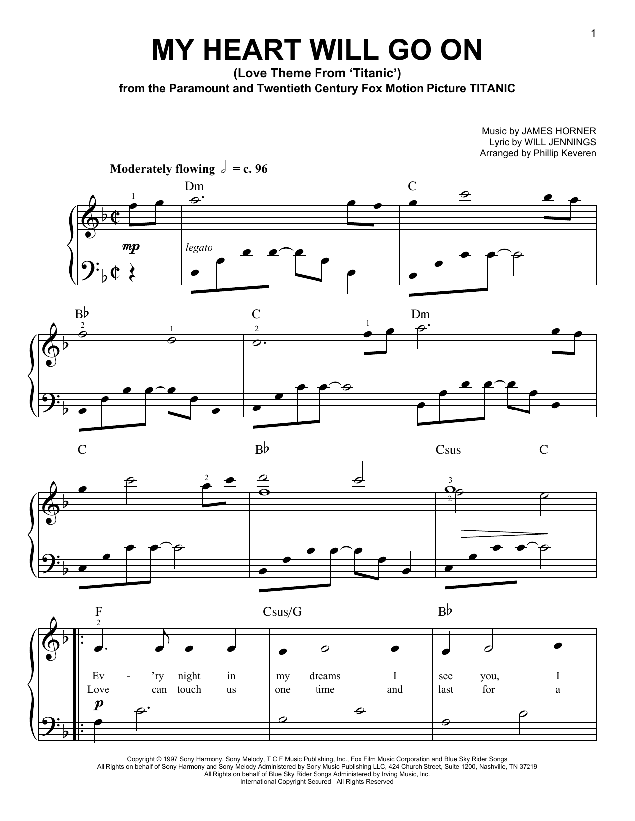Download Celine Dion My Heart Will Go On (from Titanic) (arr Sheet Music