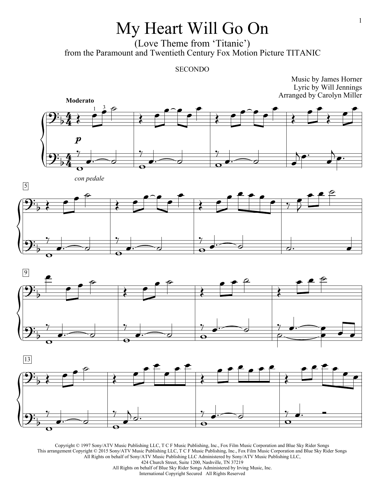Download Celine Dion My Heart Will Go On (Love Theme From Ti Sheet Music