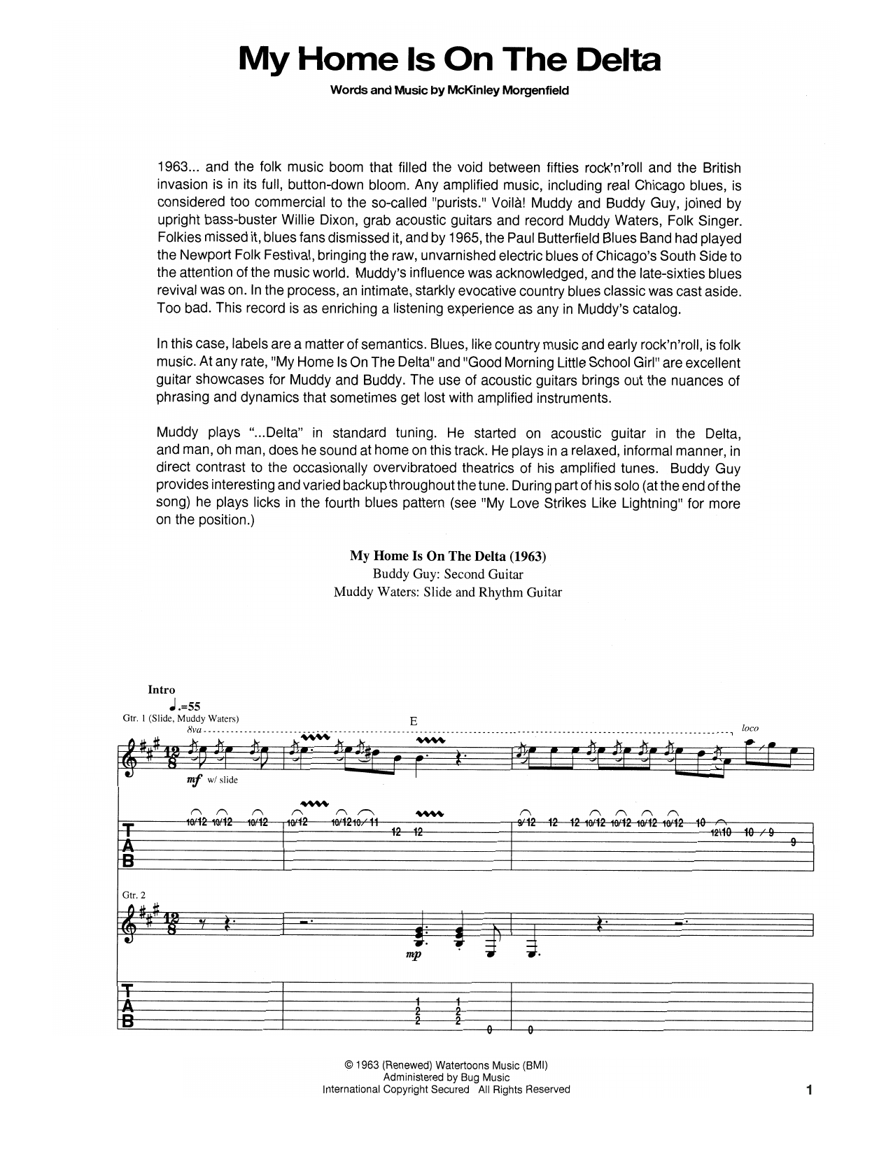 Download Muddy Waters My Home Is On The Delta Sheet Music