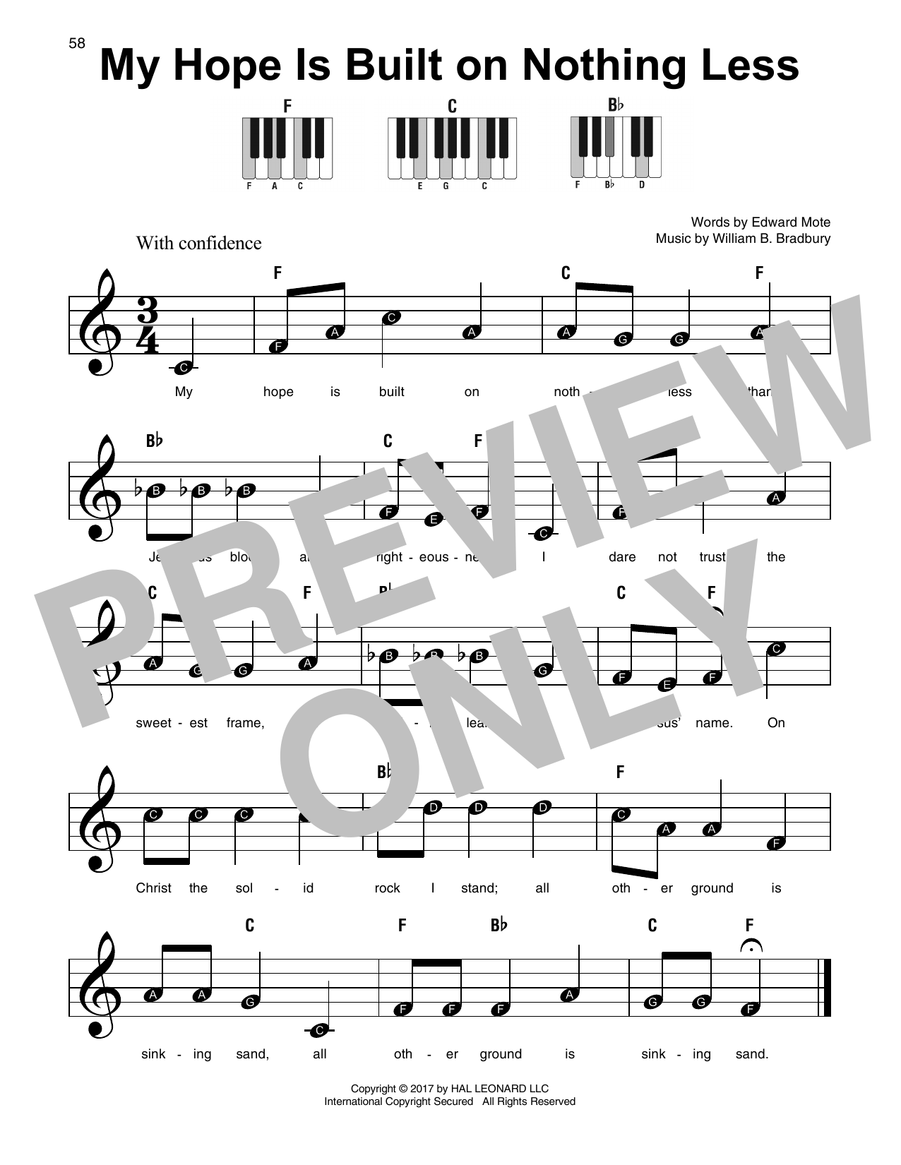 Download William B. Bradbury My Hope Is Built On Nothing Less Sheet Music