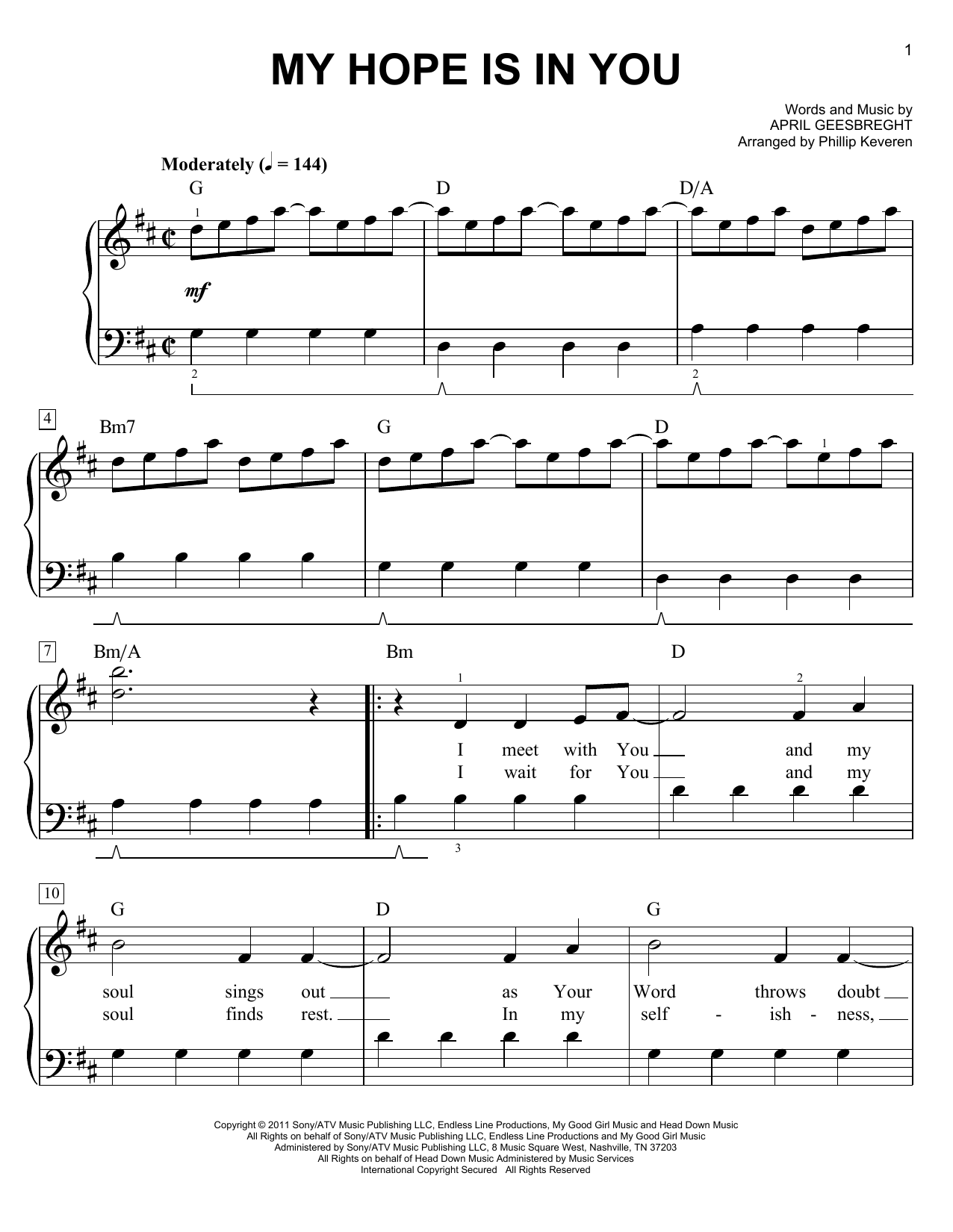 Download Phillip Keveren My Hope Is In You Sheet Music