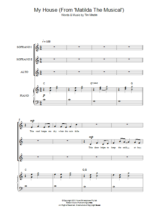 Download Tim Minchin My House (From 'Matilda The Musical') Sheet Music