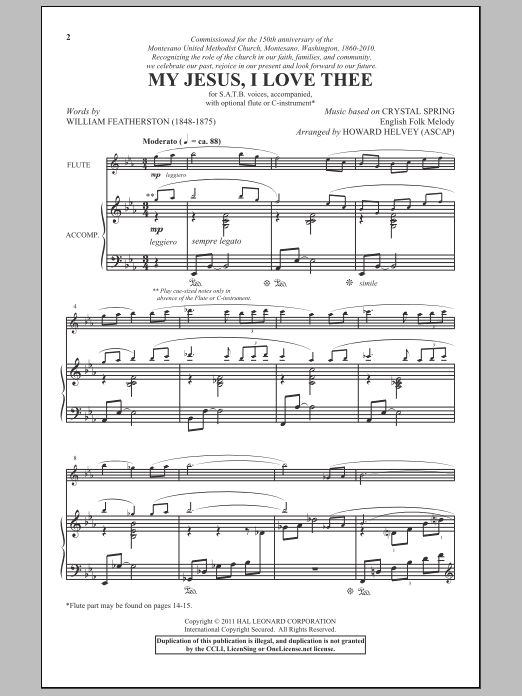 Download Traditional Folksong My Jesus, I Love Thee (arr. Howard Helv Sheet Music