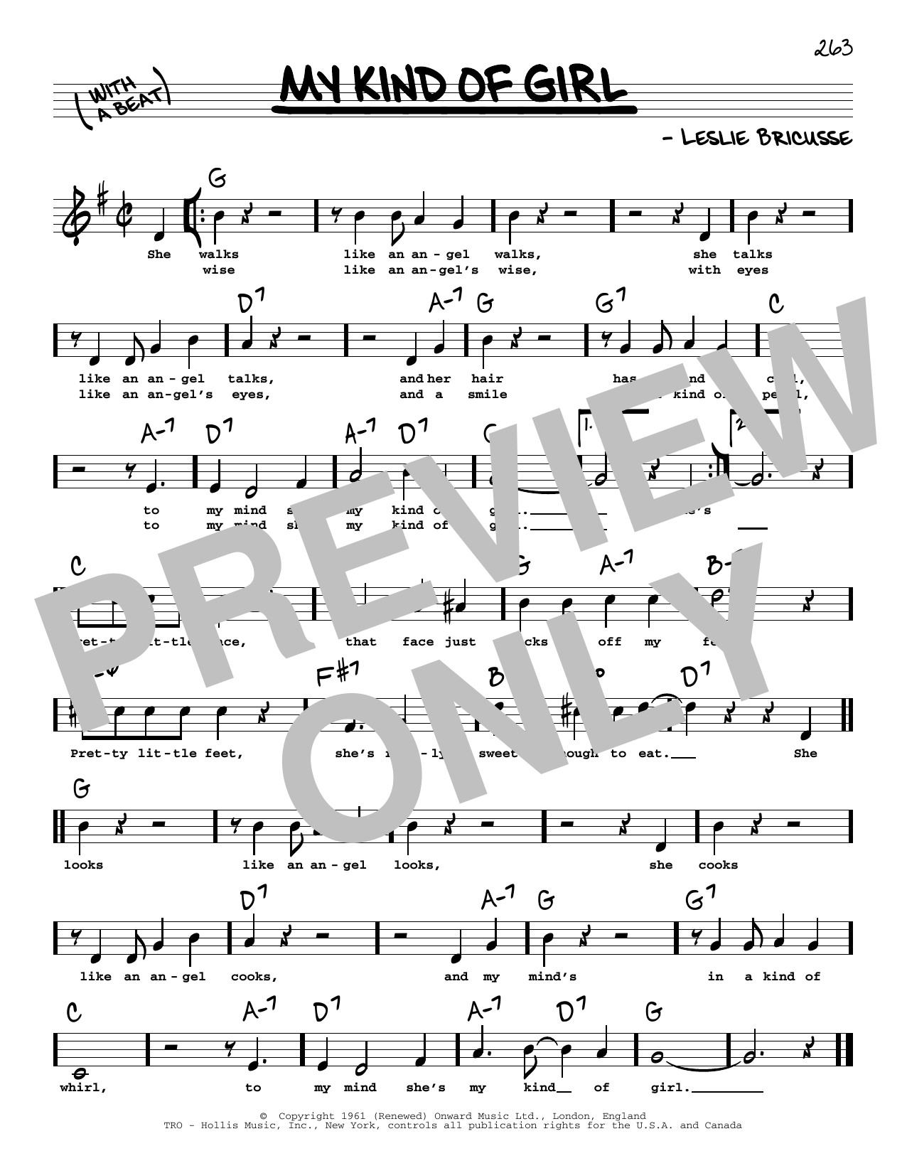 Download Leslie Bricusse My Kind Of Girl (High Voice) Sheet Music
