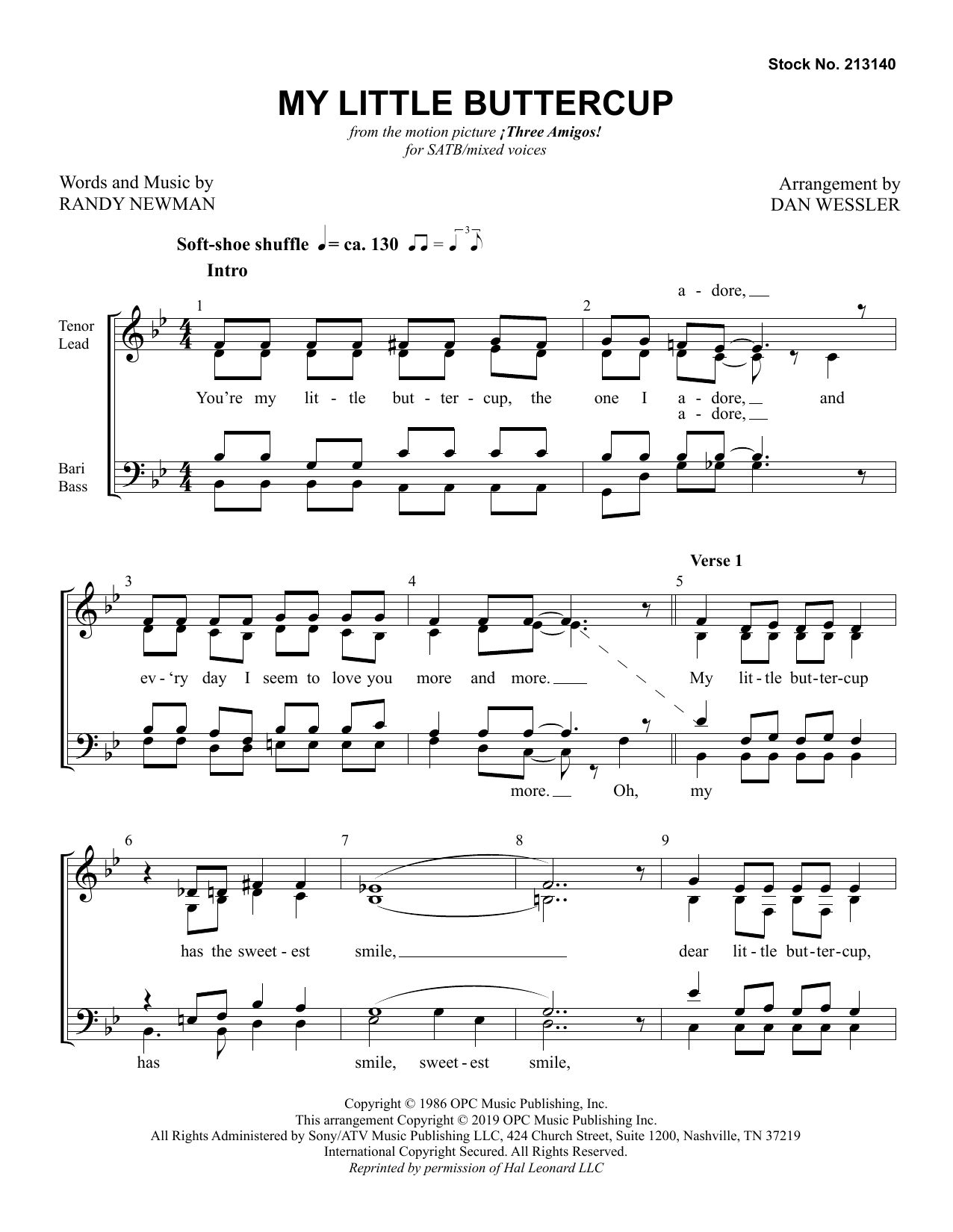 Download Randy Newman My Little Buttercup (arr. Dan Wessler) Sheet Music