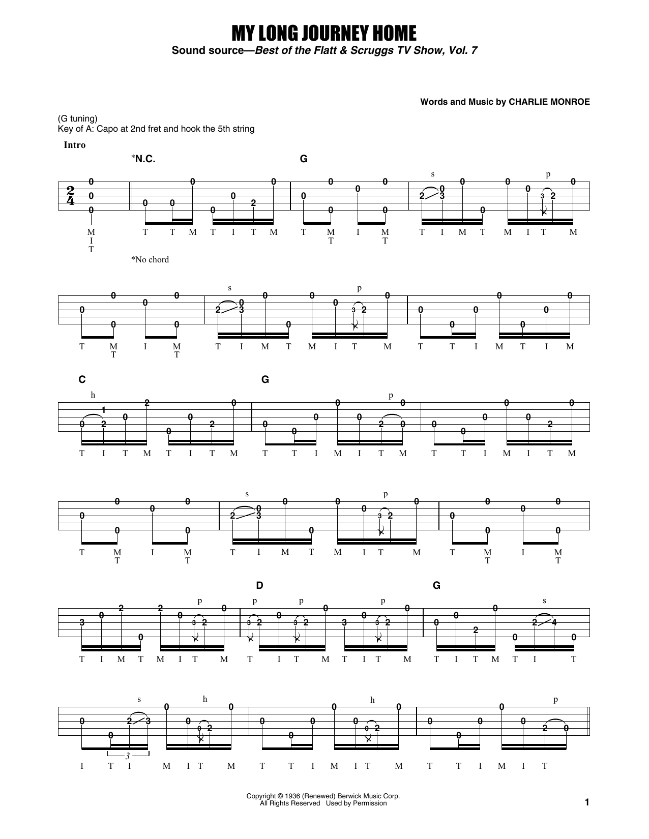 Download Earl Scruggs My Long Journey Home Sheet Music