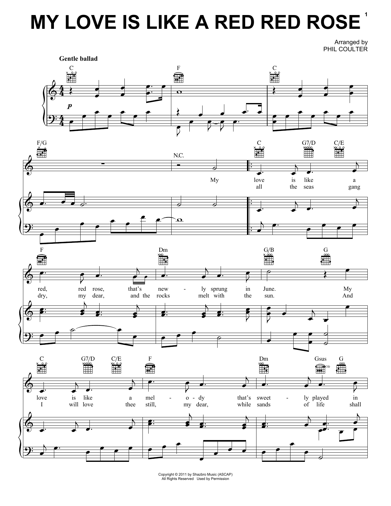 Download Celtic Thunder My Love Is Like A Red Red Rose Sheet Music