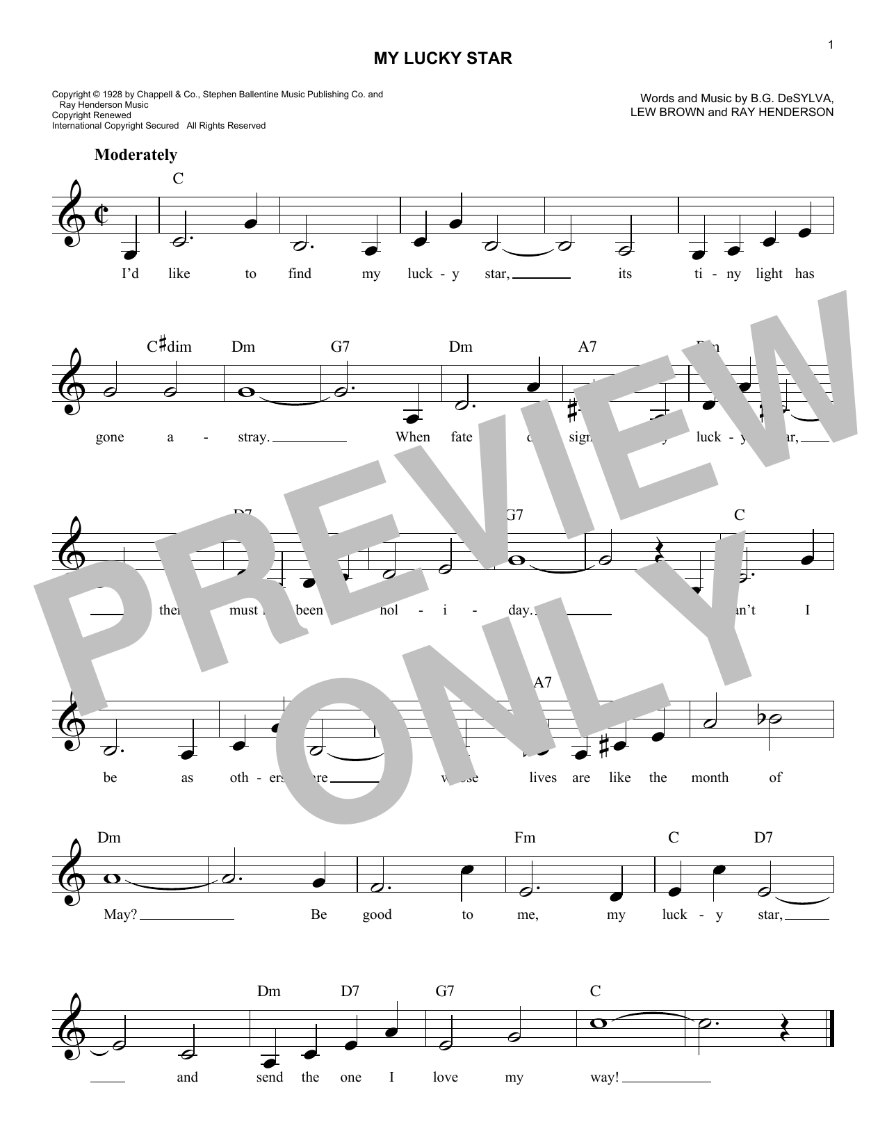 Download Ray Henderson My Lucky Star Sheet Music