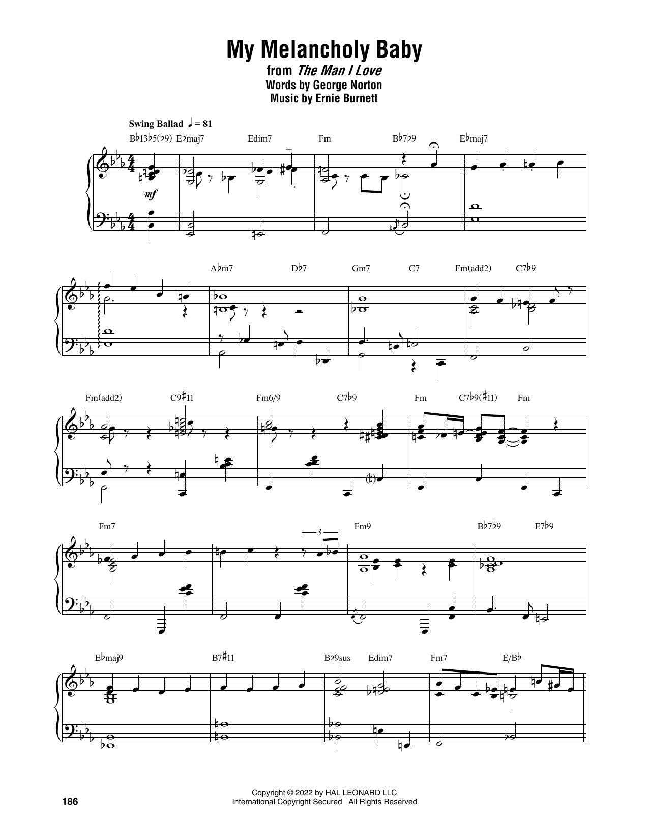 Download Thelonious Monk My Melancholy Baby Sheet Music