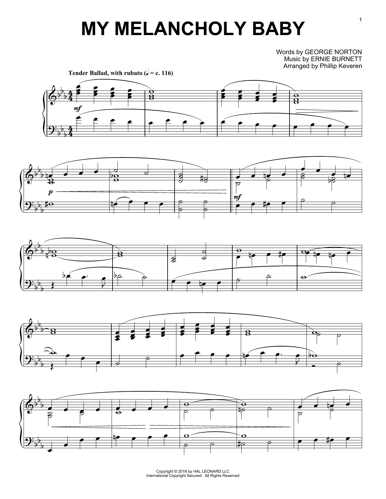 Download George A. Norton My Melancholy Baby [Jazz version] (arr. Sheet Music