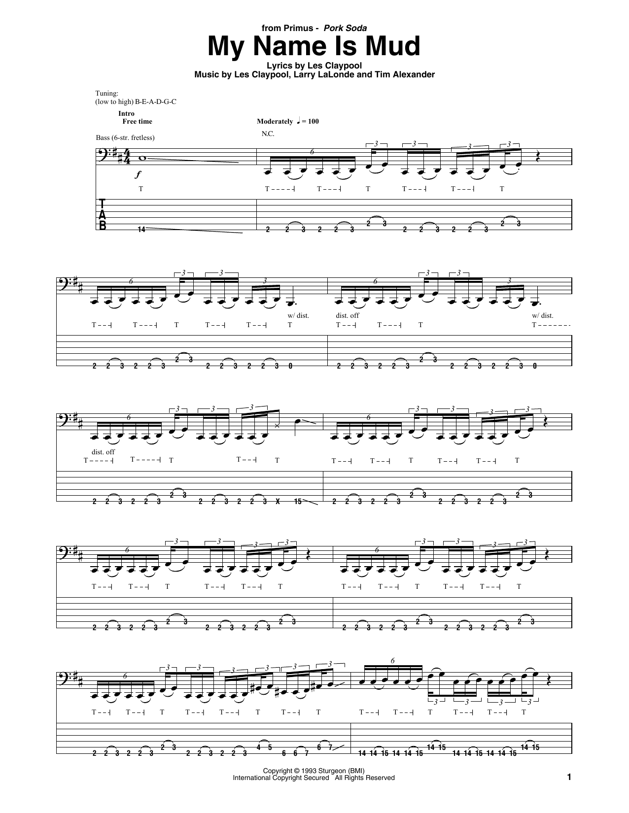 Download Primus My Name Is Mud Sheet Music