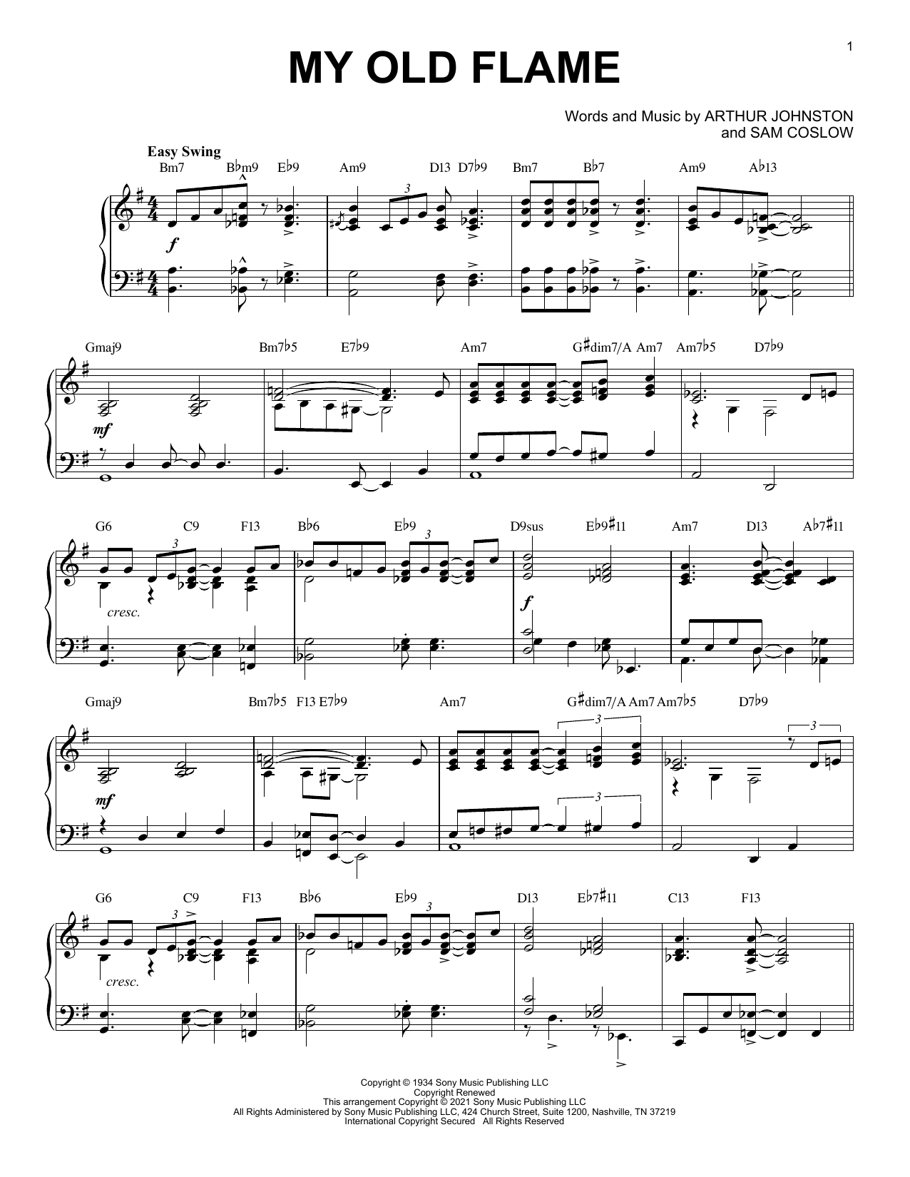 Download Peggy Lee My Old Flame [Jazz version] (arr. Brent Sheet Music