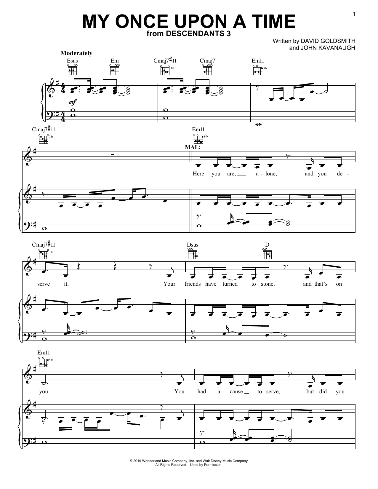 Download Dove Cameron My Once Upon A Time (from Disney's Desc Sheet Music