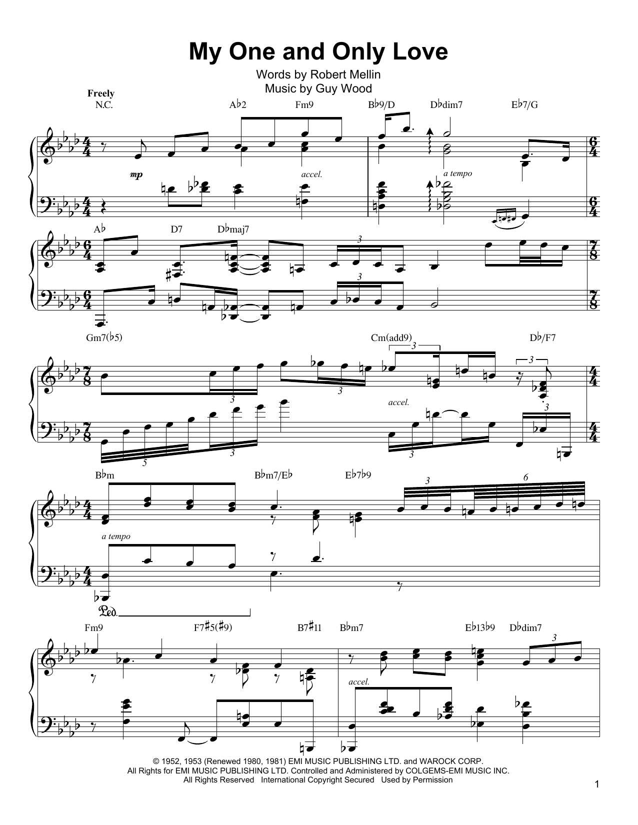 Download Oscar Peterson My One And Only Love Sheet Music