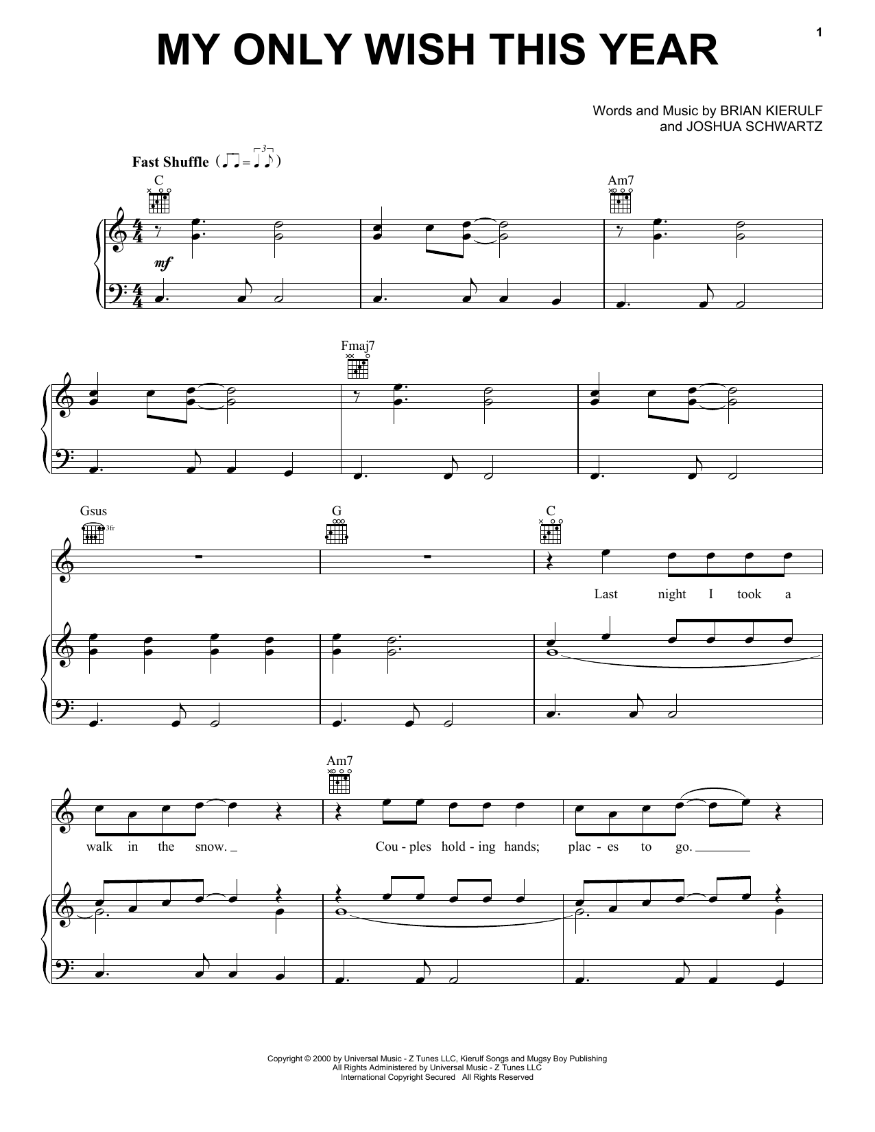 Download Britney Spears My Only Wish This Year Sheet Music