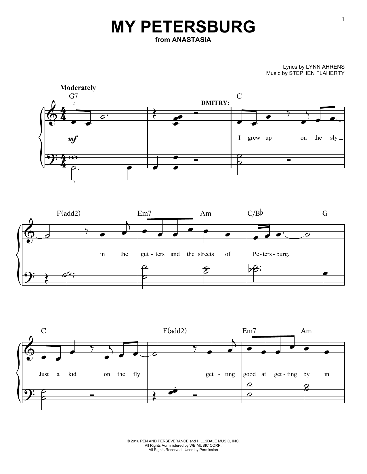 Download Stephen Flaherty My Petersburg (from Anastasia) Sheet Music