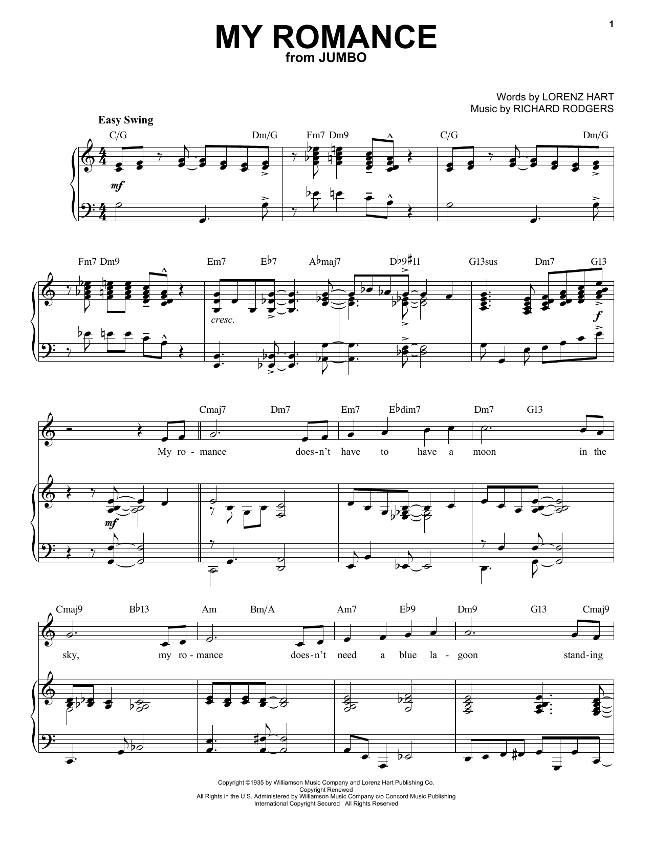Download Rodgers & Hart My Romance [Jazz version] (from Jumbo) Sheet Music