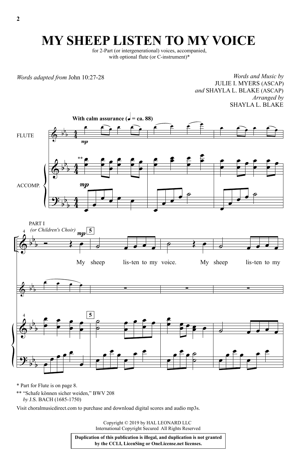 Download Julie I. Myers and Shayla L. Blake My Sheep Listen To My Voice (arr. Shayl Sheet Music