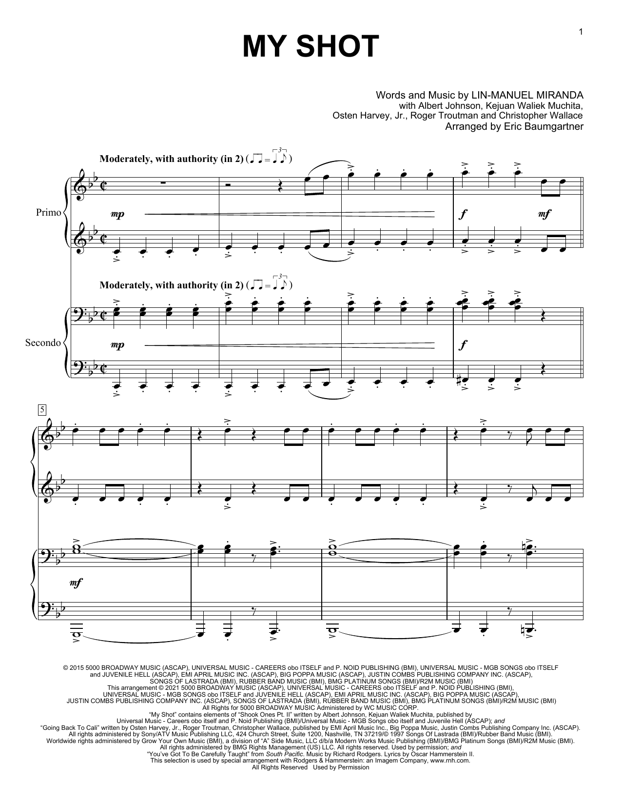 Download Lin-Manuel Miranda My Shot (from Hamilton) (arr. Eric Baum Sheet Music
