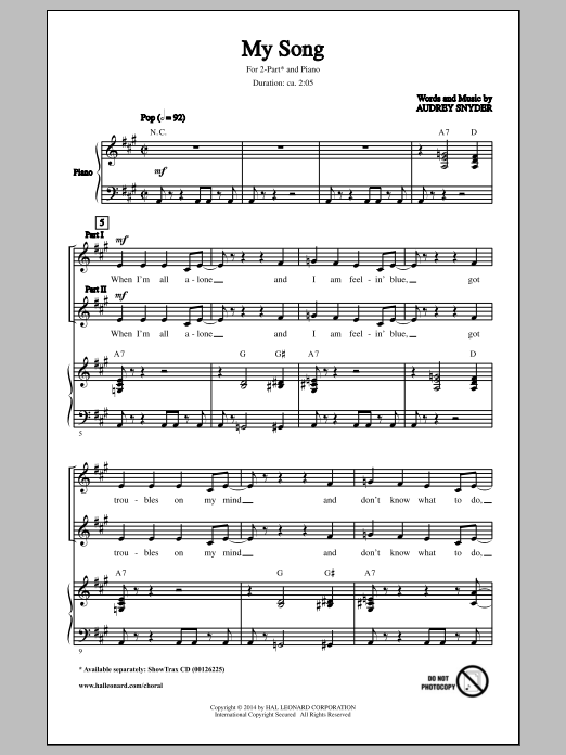 Download Audrey Snyder My Song Sheet Music