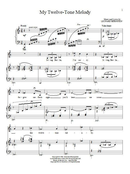Download Leonard Bernstein My Twelve-Tone Melody Sheet Music