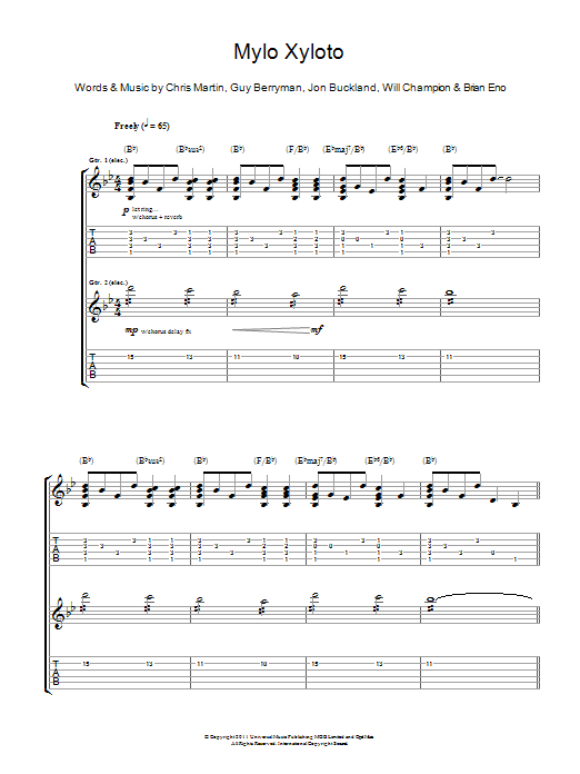Download Coldplay Mylo Xyloto Sheet Music