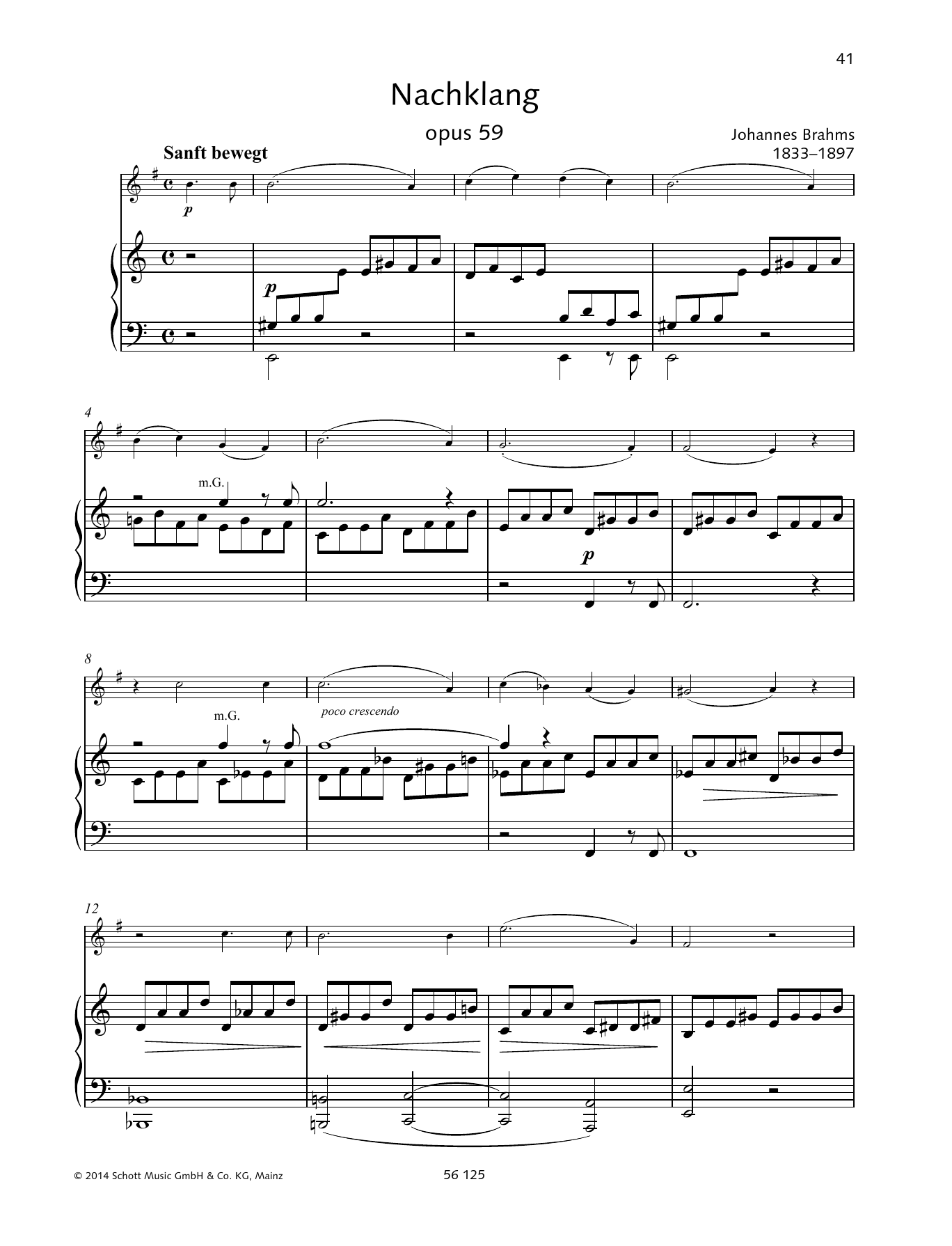 Download Johannes Brahms Nachklang Sheet Music