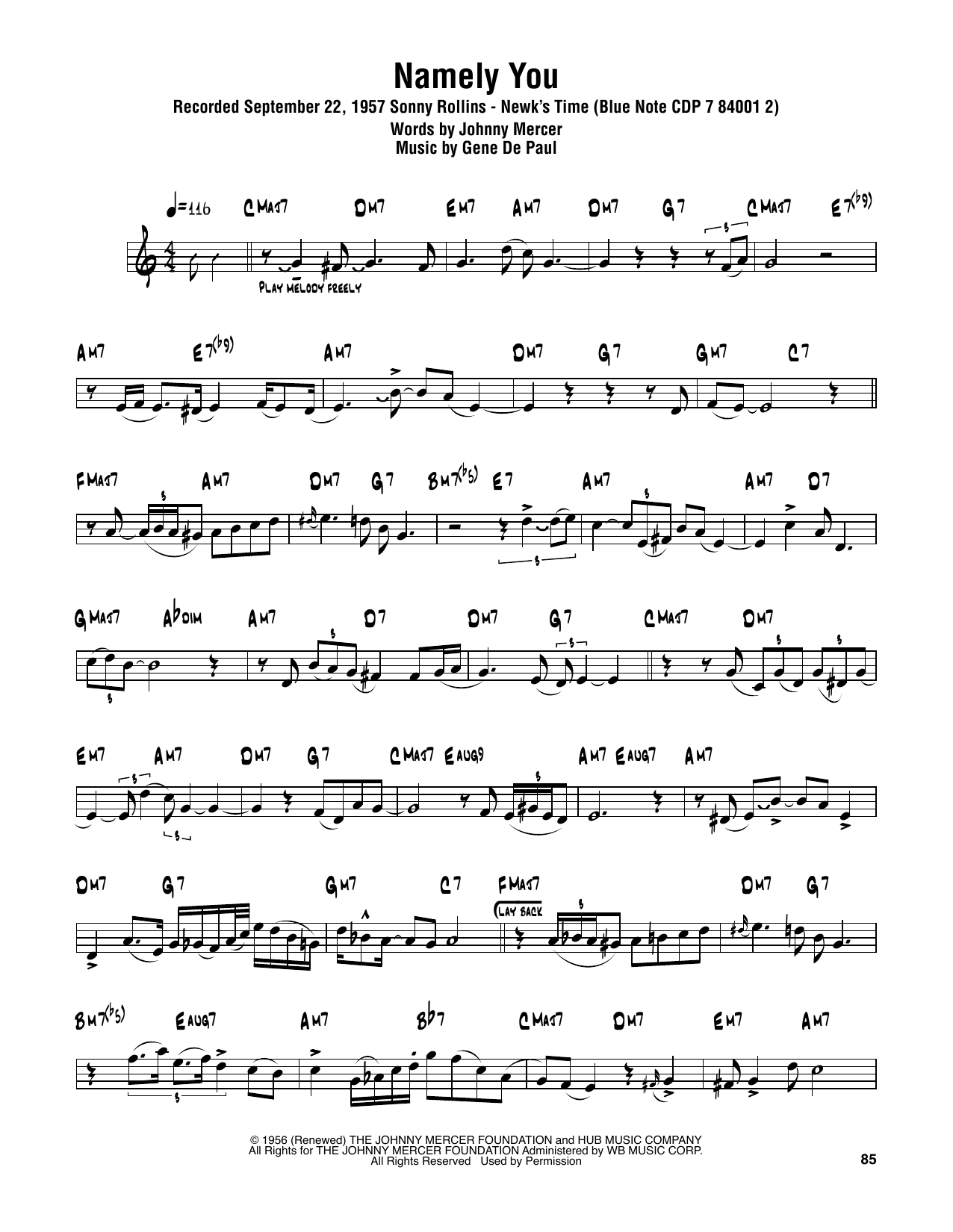 Download Sonny Rollins Namely You Sheet Music