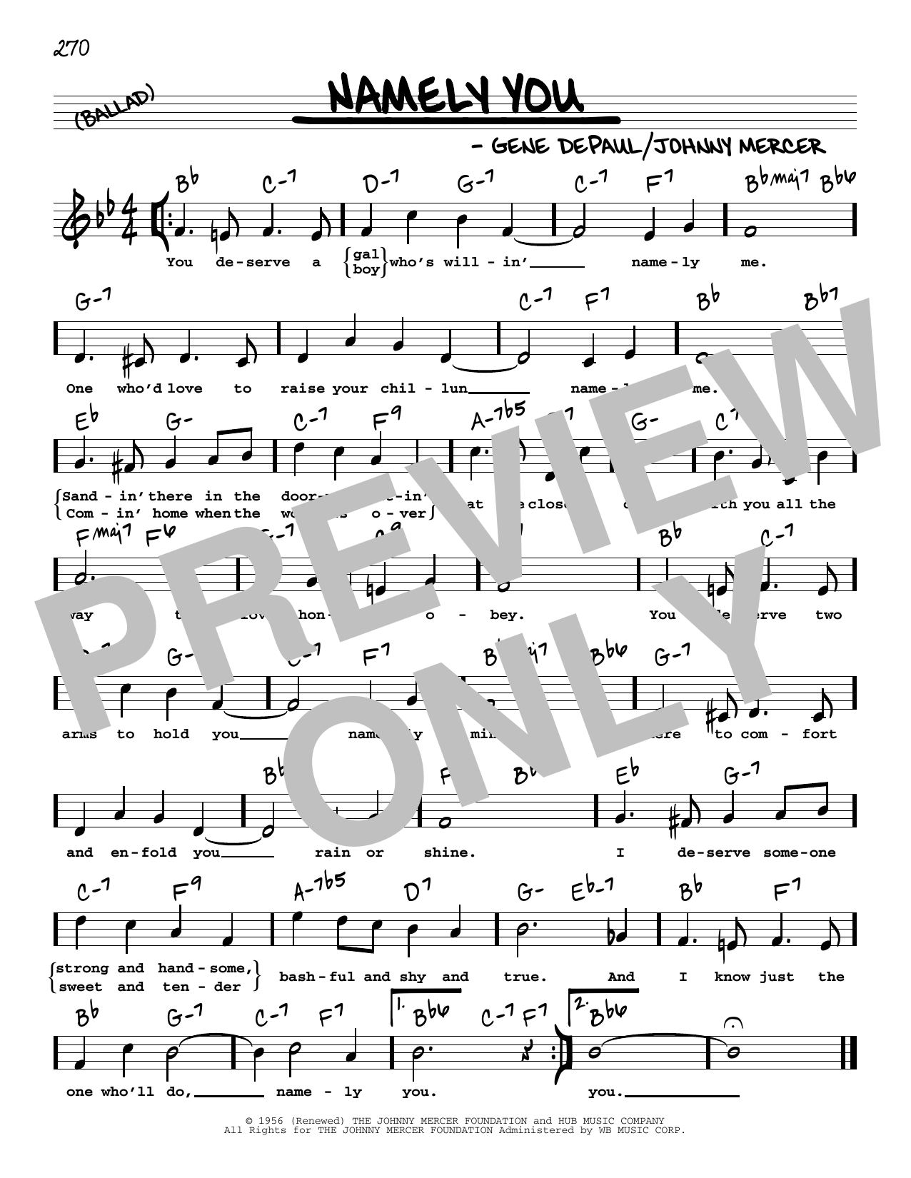 Download Johnny Mercer Namely You (High Voice) Sheet Music