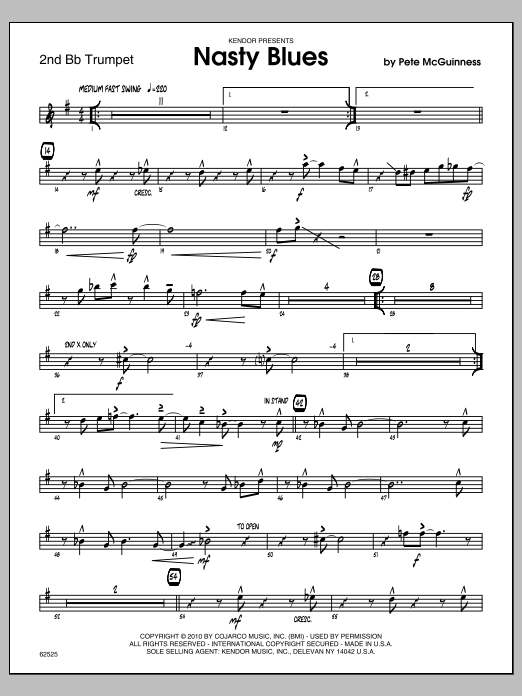 Download McGuinness Nasty Blues - 2nd Bb Trumpet Sheet Music