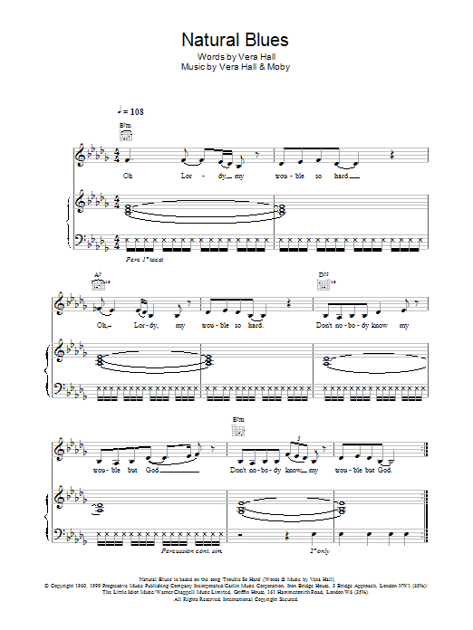 Download Moby Natural Blues Sheet Music
