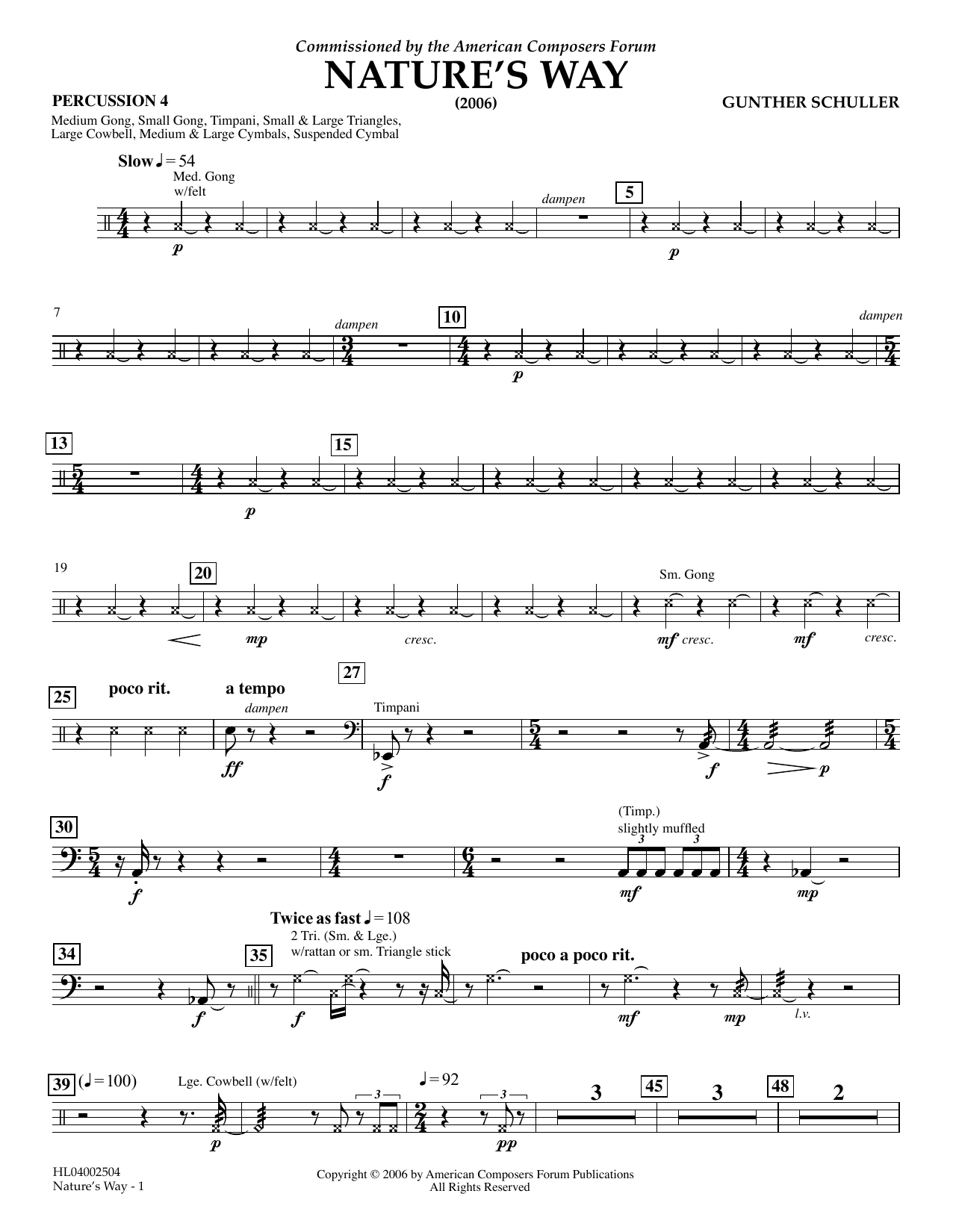 Download Gunther Schuller Nature's Way - Percussion 4 Sheet Music