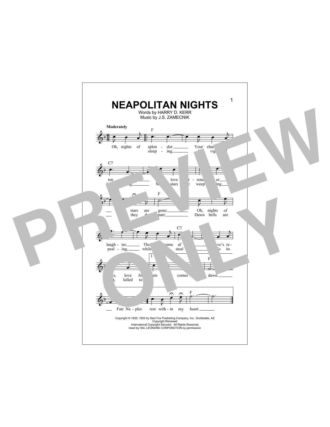 Download Harry D. Kerr Neapolitan Nights Sheet Music