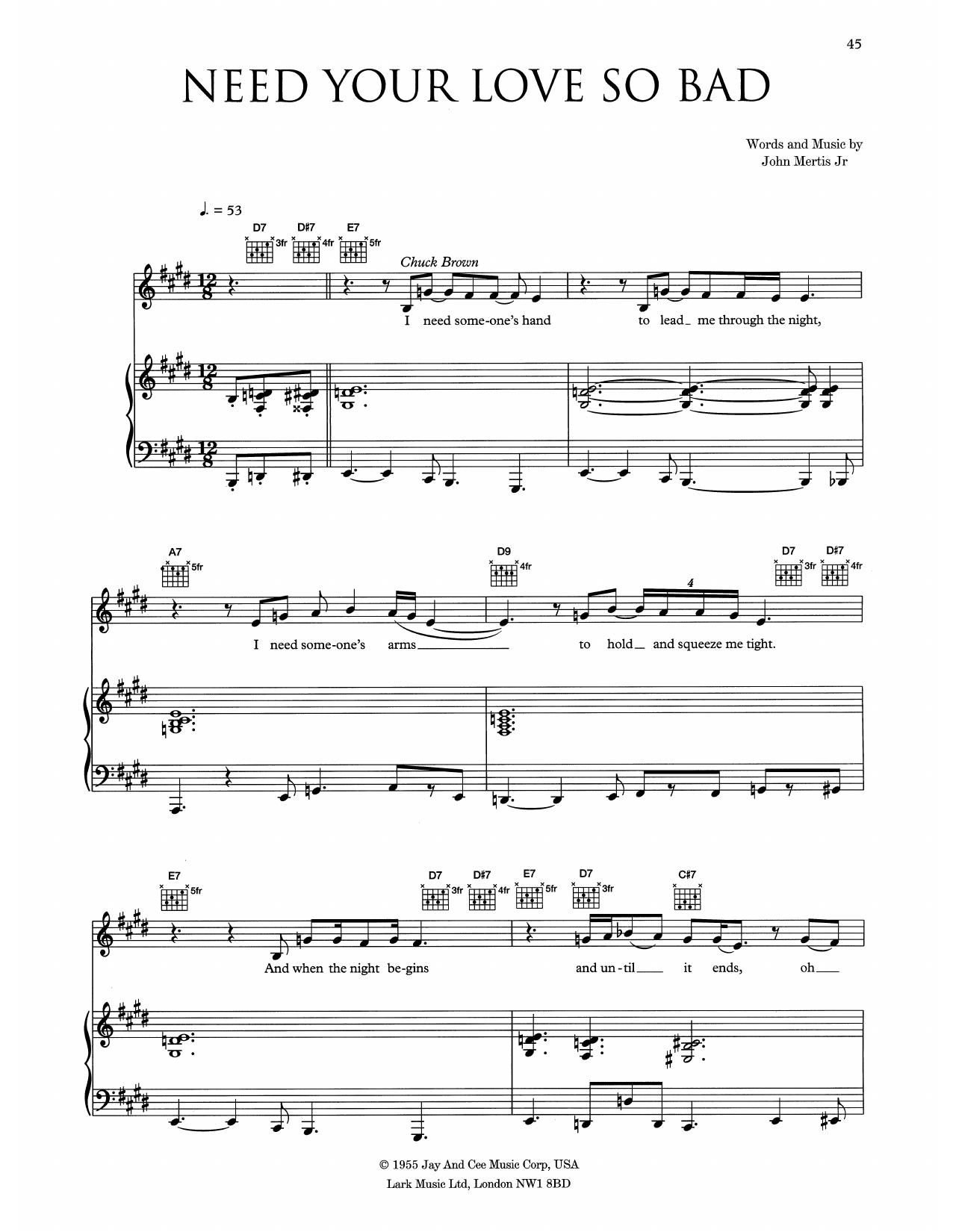 Download Eva Cassidy Need Your Love So Bad Sheet Music