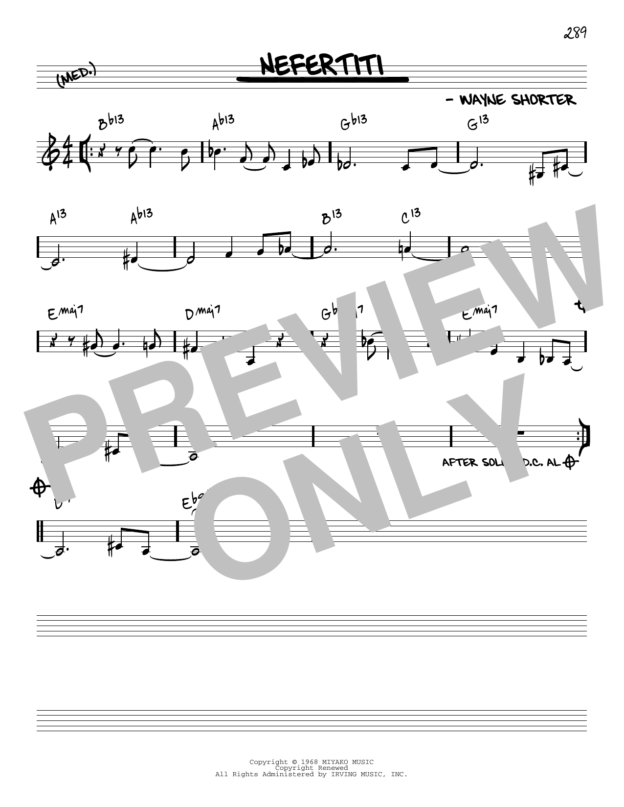 Download Wayne Shorter Nefertiti [Reharmonized version] (arr. Sheet Music