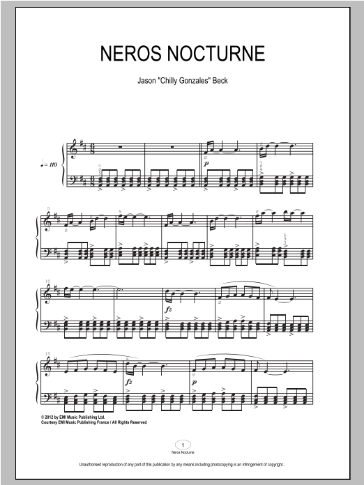 Download Chilly Gonzales Neros Nocturne Sheet Music