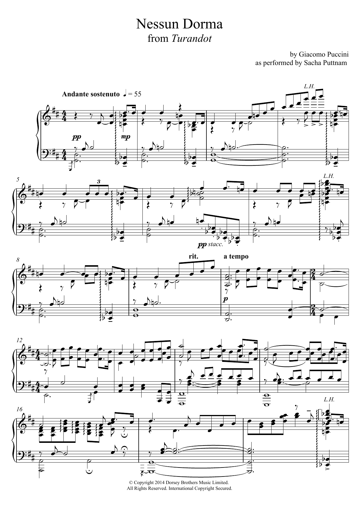 Download Giacomo Puccini Nessun Dorma (from Turandot) (as perfor Sheet Music