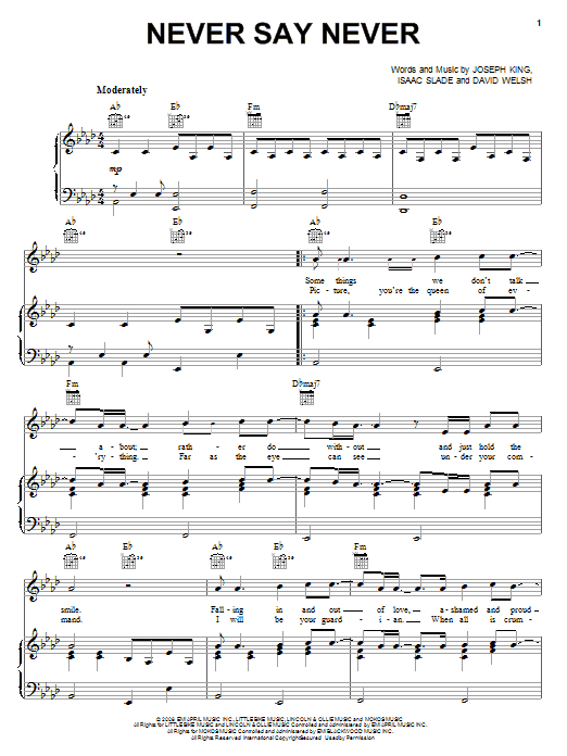 Download The Fray Never Say Never Sheet Music